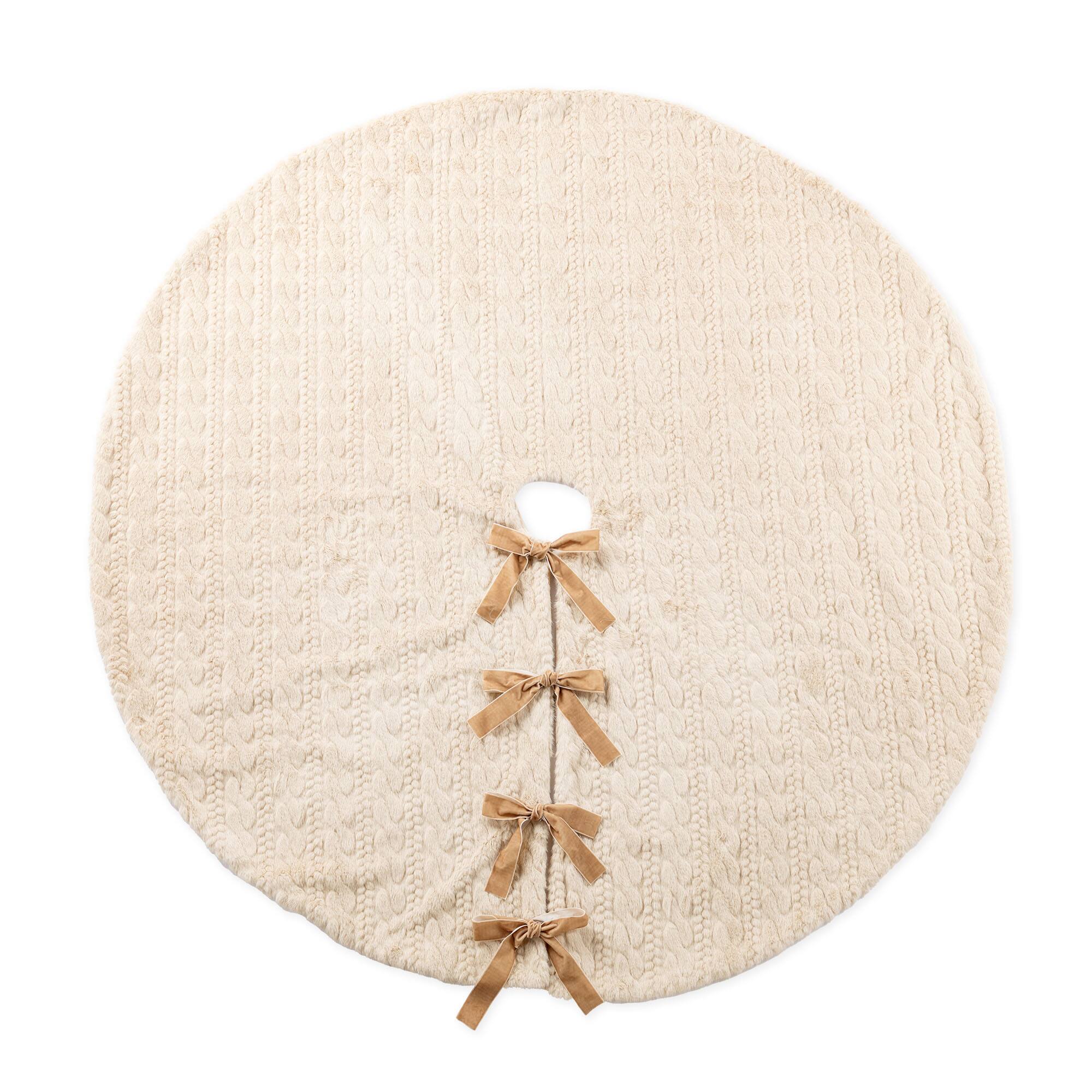 Glitzhome® 60"D Reversible Twisted Faux Marten Fur Christmas Tree Skirt